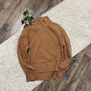 Calia by Carrie Underwood Small Lion Brown French Terry Mock Neck Sweatshirt